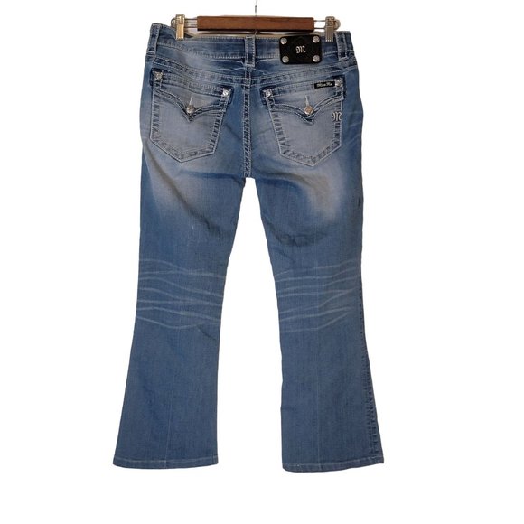 Miss‎ Me Signature Boot Denim Blue Jeans Size 29 Embellished Rivets Pockets - Picture 2 of 8
